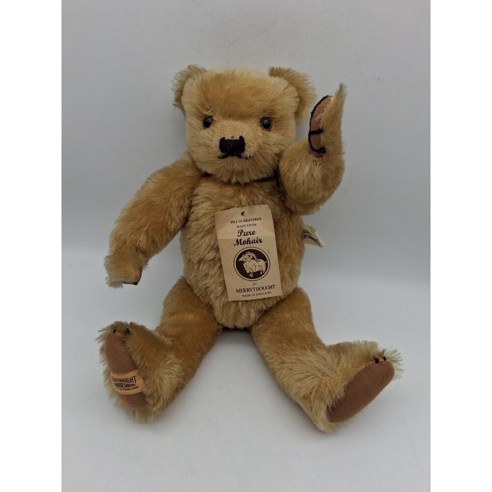 VTG Tan Merrythought Mohair Jointed Teddy Bear 14" England 938/1000 Makes Sound